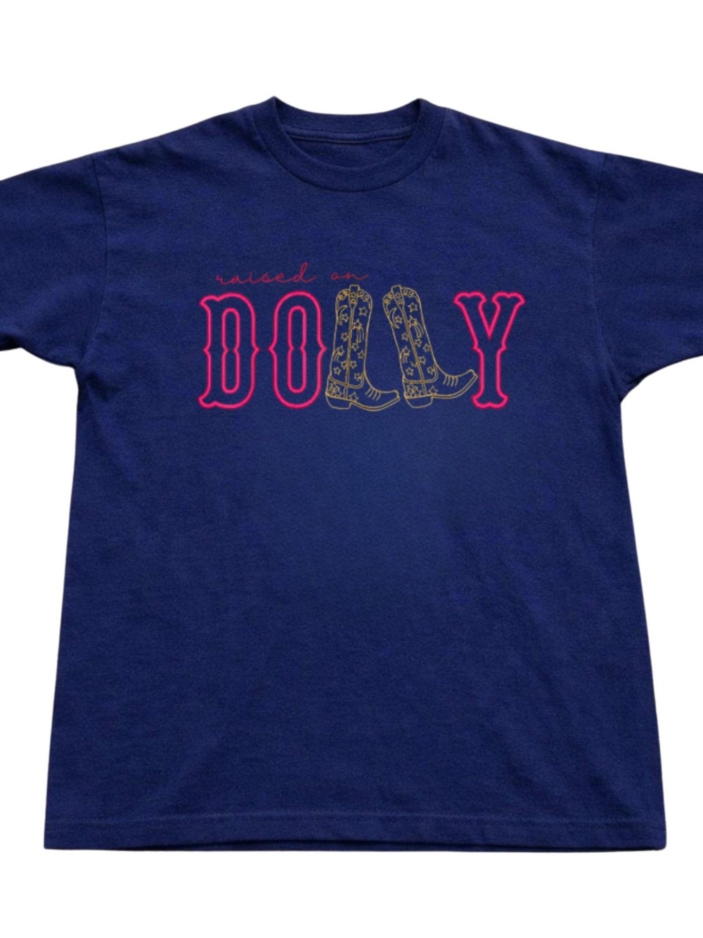 Gildan Navy Short Sleeve Tee with Pink and Gold Graphic, Gift For Her, For Him